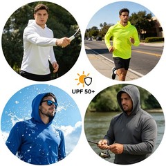 Mens Active Athletic TShirts Set Long Sleeve UPF 50+ Sun Protective Quick Dry…