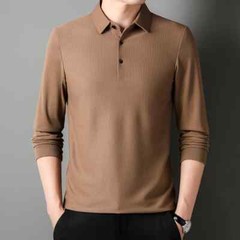 Men’s Long Sleeve Polo Shirt Business Casual Anti-Wrinkle Top Summer Spring