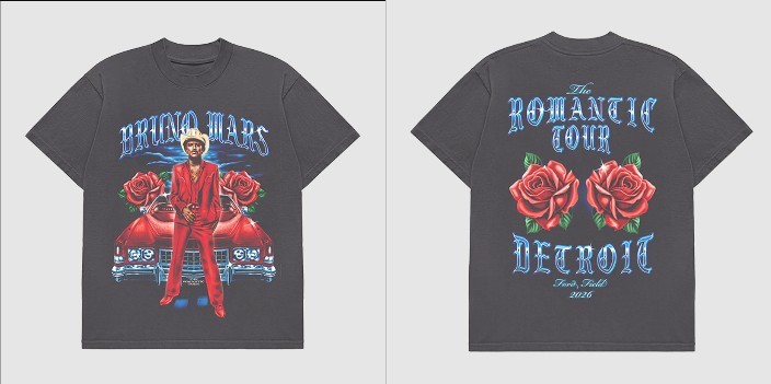 Bruno Mar Detroit The Romantic Tour Two Sided Unisex T Shirt