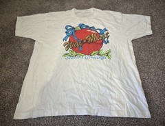 Vintage Walmart Seasons Greetings T Shirt Mens L White 90s Christmas Single Stch