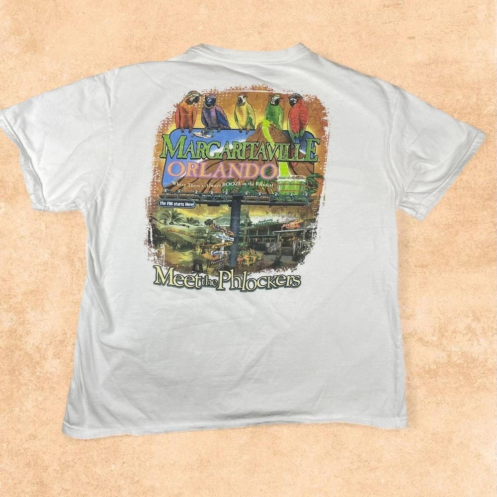 Vintage 90s Y2K Jimmy Buffett Margaritaville Orlando Florida T Shirt White Large