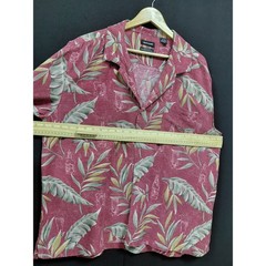 Pierre Cardin 100% Silk Hawaiian Shirt Red Leaf Print Men’s Size XXL