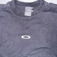 Vtg Oakley Software Embroidered Center Logo Black Double Sided T-Shirt Size L