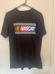 NASCAR T-Shirt Racing Logo Men’s L Black Motorsports Stock Car Checkered Flag