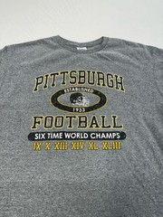 Vintage Pro Player Pittsburgh Football 6-Time World Champions Grey T-Shirt