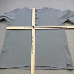 Devium Henley Shirt Mens XL Blue Thermal Waffle Knit Long Sleeve Tee Made USA