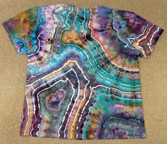 Handmade Ice Tie Dye T-Shirt XL Mens Womens Soft Cotton Red Blue Geode