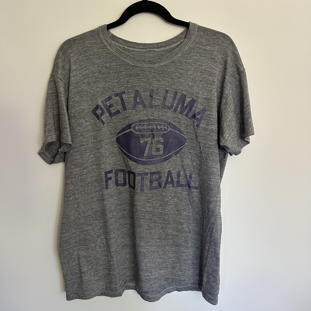Vintage 70’s Petaluma Football T Shirt Tri Blend XL California Sports Gray Thin