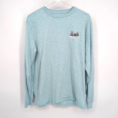 Vineyard Vines Long Sleeve Graphic Tee Blue Winter Mountain Scene Men’s Small