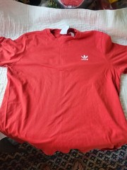 Adidas T Shirt Red Cotton Solid With Logo Mens Size Large