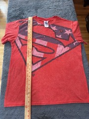 Superman Crew Neck T Shirt Off Center Americana Logo Red New Without Tags!!