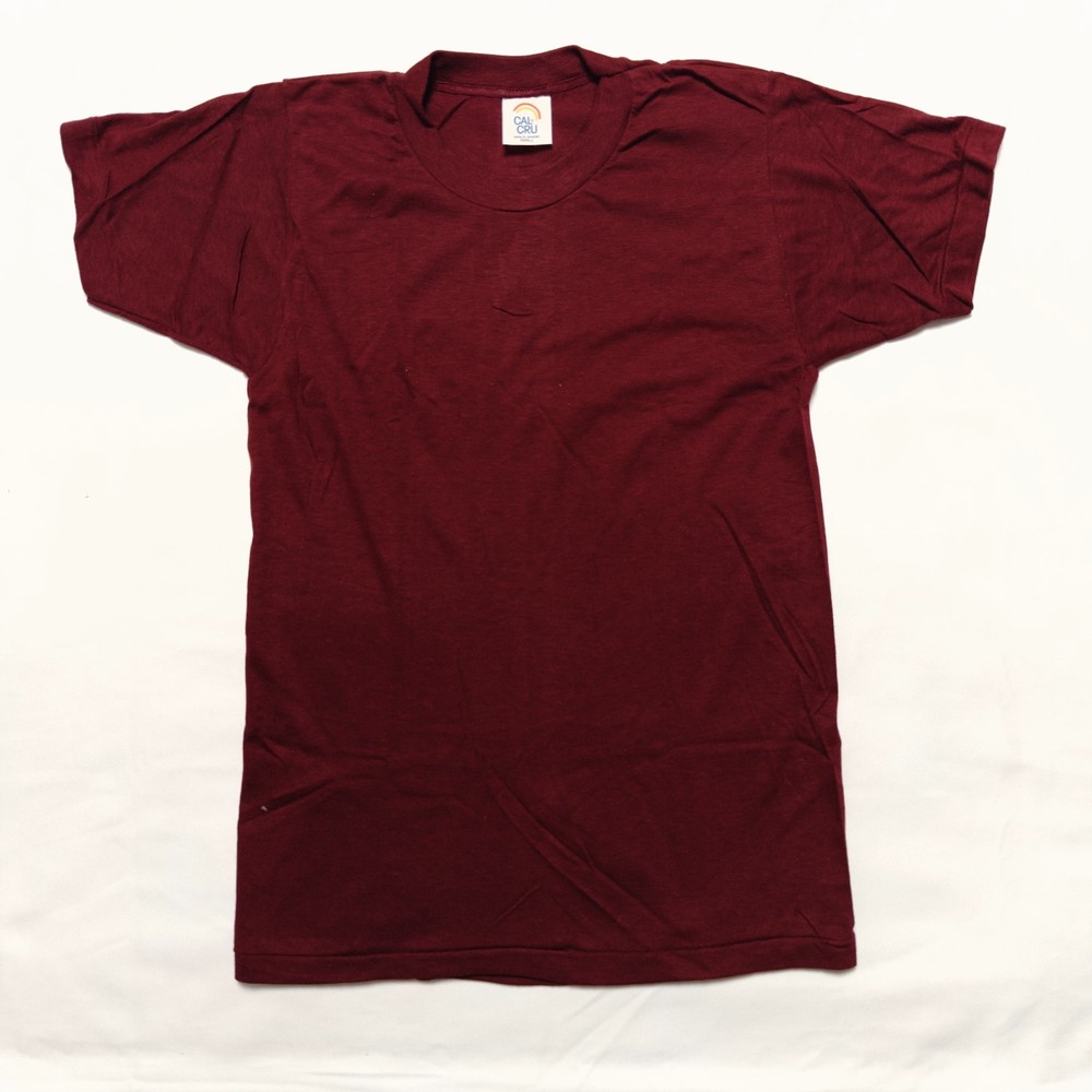 Vintage Cal Cru Adult S Maroon T-Shirt Short Sleeve Made in USA NOS