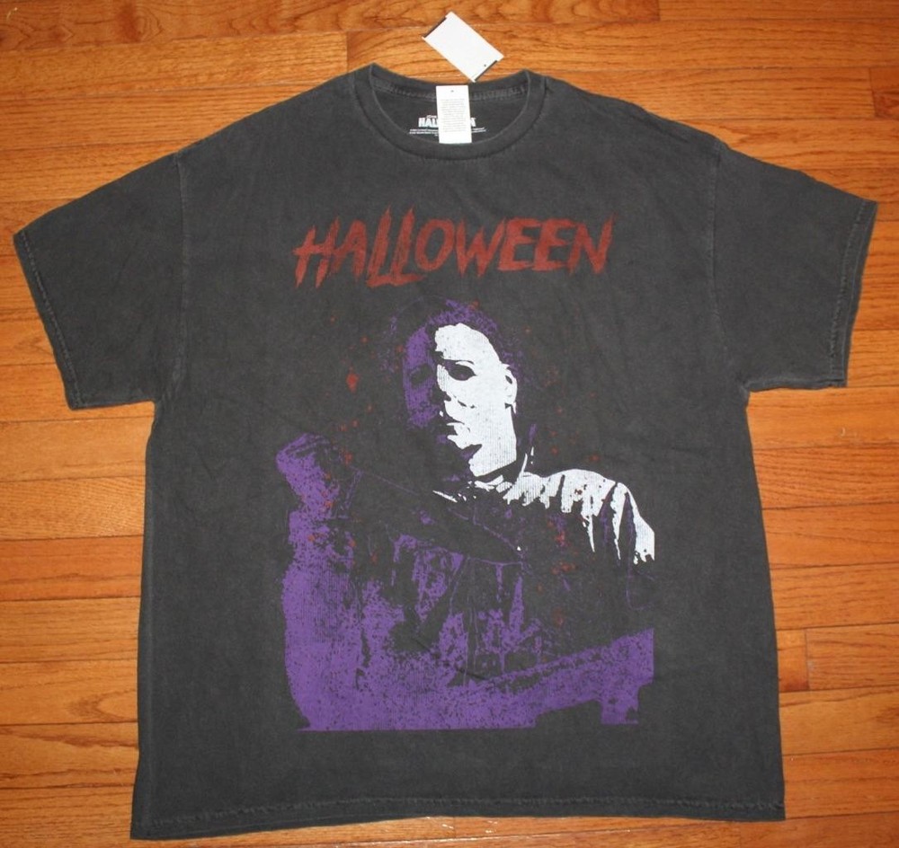 Men’s JOHN CARPENTER’S HALLOWEEN Faded Black T-Shirt MICHAEL MYERS MEDIUM *4U