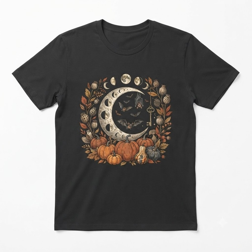 Autumn Moon T-Shirt, Fall Moon Shirt, Pumpkin Season Tee Halloween