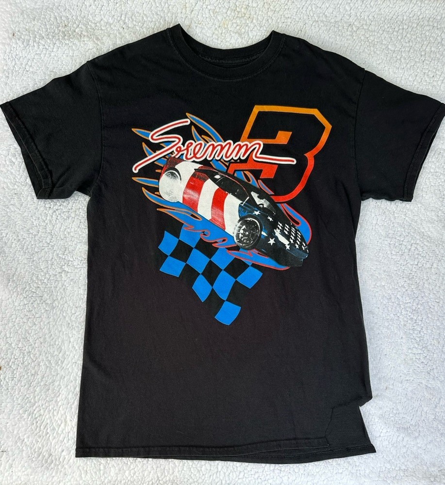 Rae Sremmurd SR3MM Racing Style Graphic T-Shirt, Black, Ripped, Small Hole, Med
