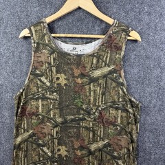 VTG Mossy Oak Tree Camouflage Sleeveless Hunting Tank Top Mens XL (Fits L) Green