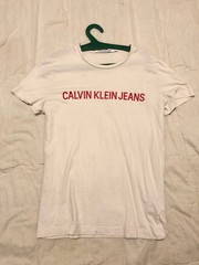 CALVIN KLEIN JEANS White T-Shirt | Men’s Size S | Graphic Logo Tee