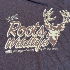 Roots Canada Slub T Shirt Mens Medium Brown Wildlife Deer Graphic Outdoors Tee