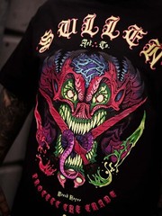 Sullen Men’s hofer Badge Short Sleeve Standard T-shirt Tattoo Style Monster Tee