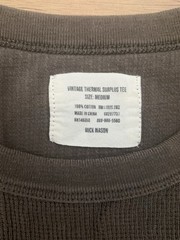 Buck Mason Mens Medium Green Vintage Thermal Surplus Tee Waffle Knit Long Sleeve