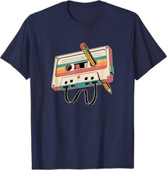 Retro Cassette Tape with Pencil 80s 90s Music Vintage Party T-Shirt