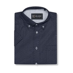 KAM Short Sleeve Geo Print Shirt For Men in Navy, 2XL-8XL
