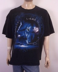 vintage 00s Y2K rare Huge PRint Wolf T-Shirt Spirit Nature Animal SZ 3XL