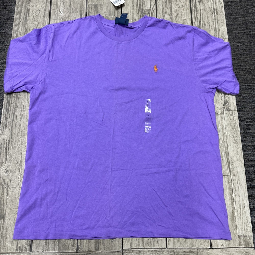 NWT VTG Polo Ralph Lauren Crew Neck Tee L Purple Single Stitch Logo Embroidered