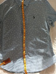Polo Assasin Mens Sz L. Blue Tiny Palm Trees & Anchors Button Down Soft Cotton