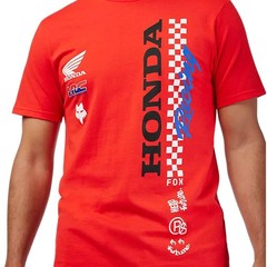 Fox Racing Red Honda Tee Shirt Lightweight Comfortable Fit Fine-Knit Fabric