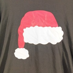 PATPAT Christmas “Santa Hat” Long Tee Men MEDIUM Knit Casual Holiday Black Red