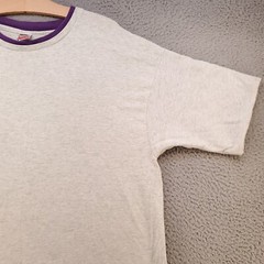 Vintage Fruit Of The Loom Shirt Mens XL Gray Purple Cuff 90s Skater Ringer USA