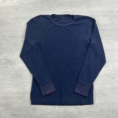 Vintage Y2K Thermal Long Sleeve Shirt Size Large Navy Blue Waffle Knit Skater