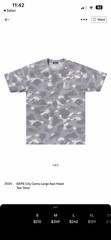 Bape city camo large ape head tee grey