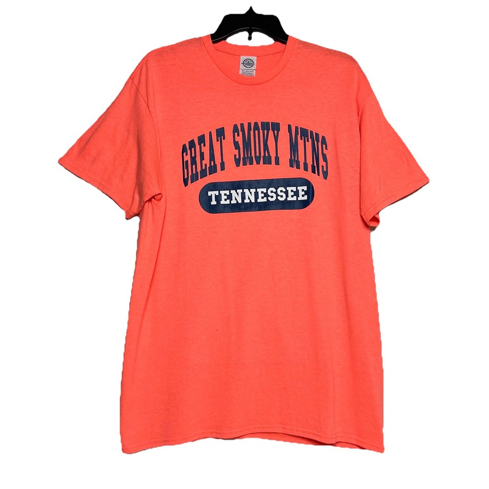 Great Smoky Mountains Tennessee Unisex T-Shirt, Bright Neon Orange/Coral, Size L