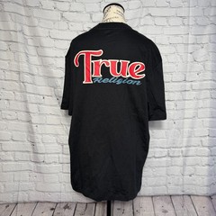True Religion Black Graphic Tee Shirt Men’s Large Logo Back Patch Streetwear NWT