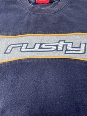 Rusty Men’s M Navy/Gray/Yellow Colorblock Logo Crew Neck Short Sleeve T-Shirt