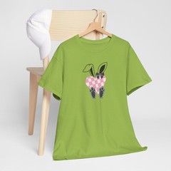 Pink Checkered Bunny Shirt, Cute Easter Tee, Rabbit Top