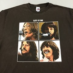 Vintage The Beatles T-Shirt Men 2XL Brown Let It Be Band Graphic Y2K 2004 XXL