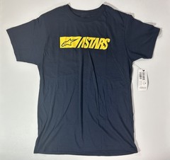 NWT M Alpinestars Reblaze Navy Blue/Yellow Logo T-shirt