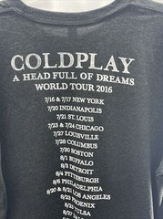 2016 COLDPLAY “A Head Full of Dreams” Concert Tour T-Shirt CHRIS MARTIN Small