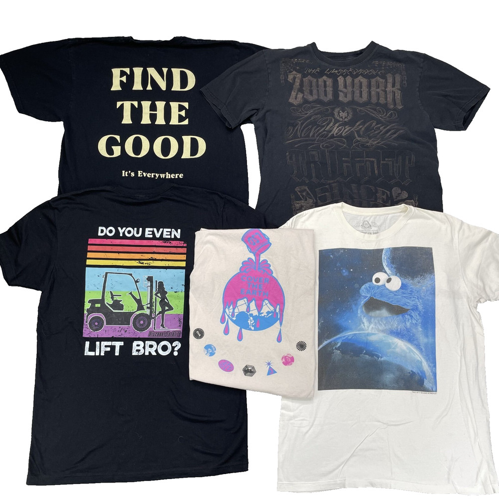 T Shirt Lot of 5 Mens Large Zoo York + Mix Brands Surf Skate Y2K Grapic Academia
