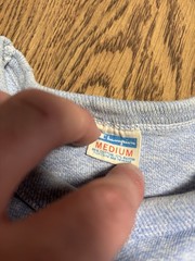 Vintage Champion Blue Bar 70s Heather Blue Cotton Rayon Blend Blank T-Shirt Sz M