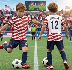 Custom USA 2026 Soccer Shirt, Red White Blue, Personalized Number America Shirt