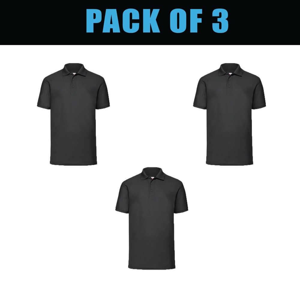 Pack of 5 & 3 Fruit of the Loom 65/35 Polo Plain Smart Casual Short Sleeve SS402