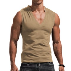 Mens Casual Camisole Sleeveless T-Shirt Solid Color V-Neck Vest Muscle Tank Tops