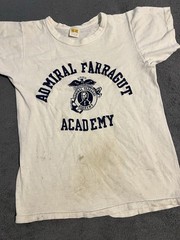 Vintage 1970s Russell Athletic Admiral Farragut Academy Navy Size Small White