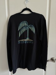 Rip Curl Black Long Sleeve Graphic T-Shirt Men’s Large Palm Tree Standard Fit