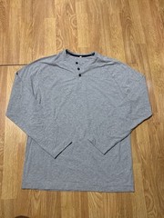 Public Rec Henley Shirt Mens Large Gray Long Sleeve Pima Cotton Tencel Stretch