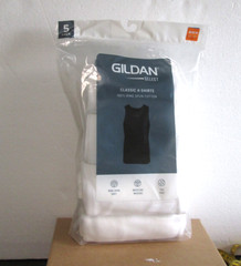 New Men’s Gildan Select 5 Pack Tag Free White Cotton A-Shirts Tank Tops M 38-40